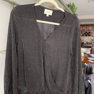 Sheer Black Wrap Blouse